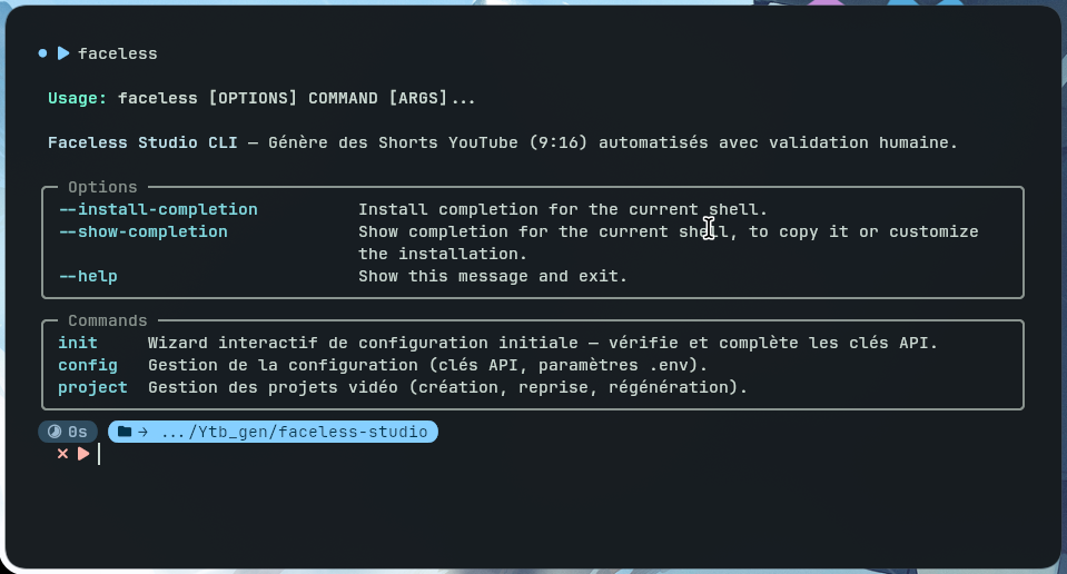 Architecture et interface de Faceless Pipeline